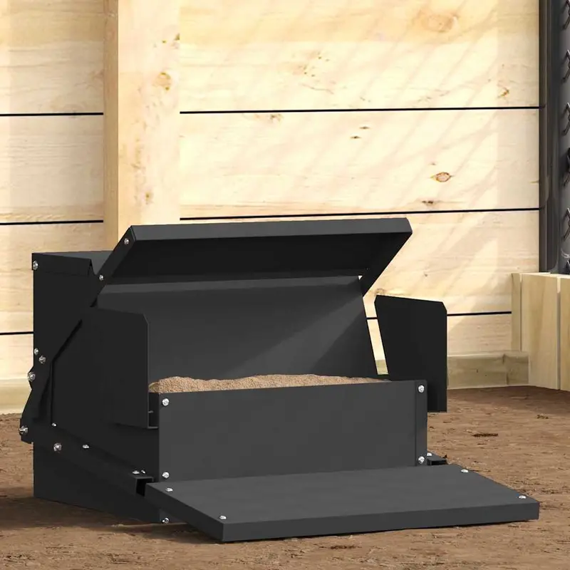Comedero de Pedal para Pollos Negro 50 x 40 x 29 cm