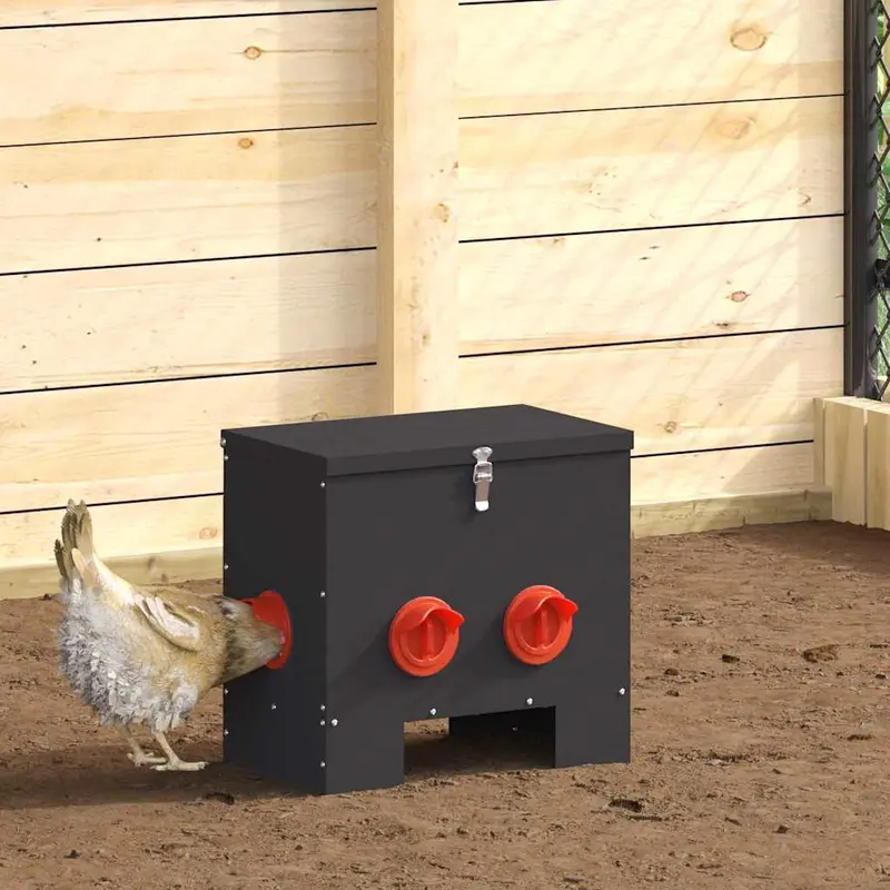 Comedero para pollos 2 pcs Negro 40,5 x 25 x 38 cm