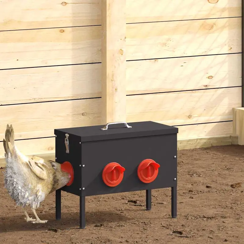 Comedero para pollos 2 pcs Negro 41,5 x 20,5 x 33 cm