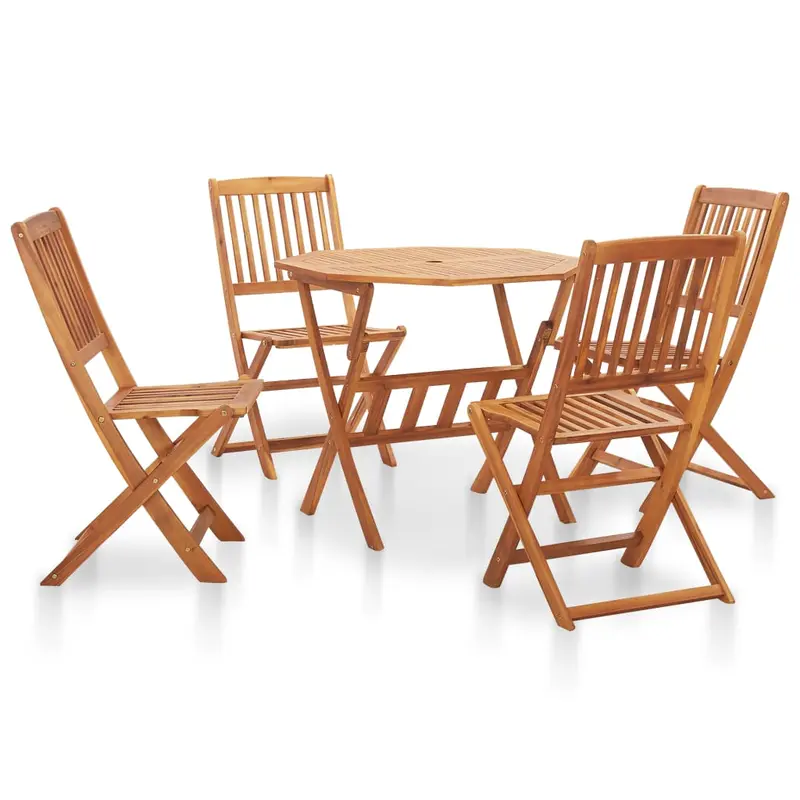 Comedor de jardín plegable 5 piezas de madera maciza de acacia