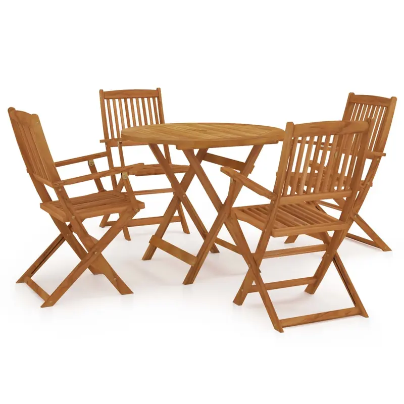 Comedor de jardín plegable 5 piezas de madera maciza de acacia