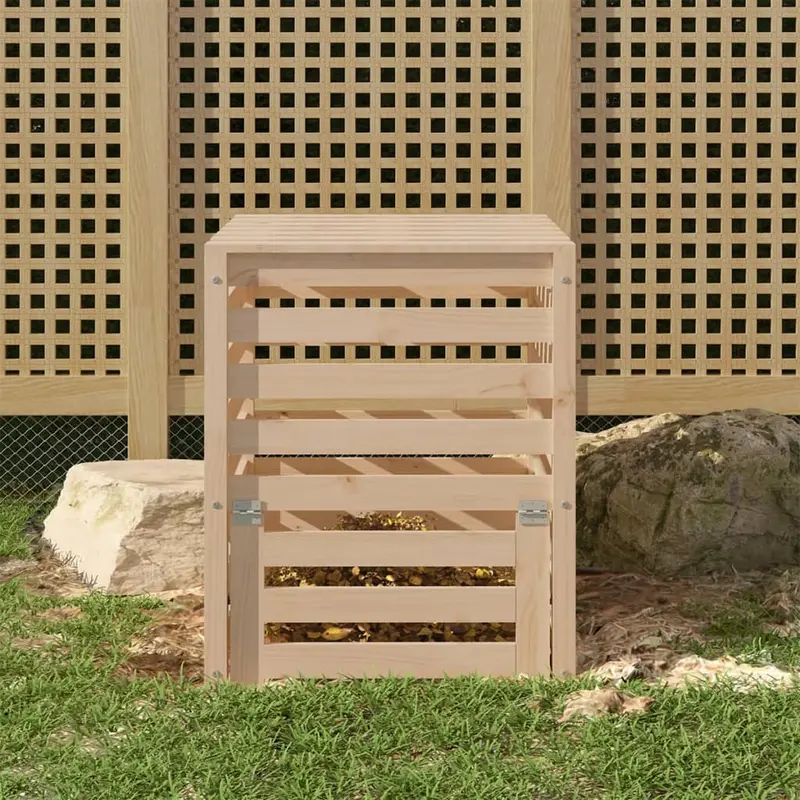 Compostador de madera maciza de pino 63,5x63,5x77,5 cm