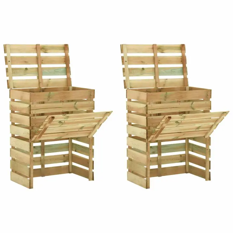 Compostadores de láminas 2 uds madera de pino 80x50x100 cm
