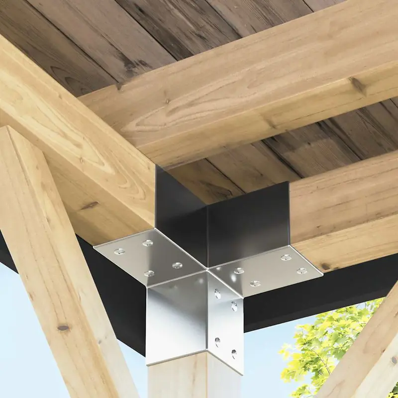 Conectores de postes en Y 4 uds metal galvanizado 71x71 mm