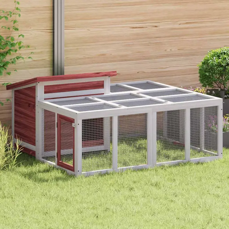 Conejera de madera maciza de pino moca 144x123x67,5 cm