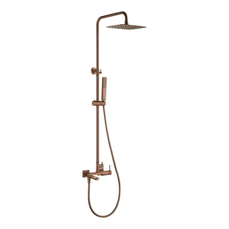 Conjunto Bañera Monomando Firenze Oro Rosa Cepillado Imex
