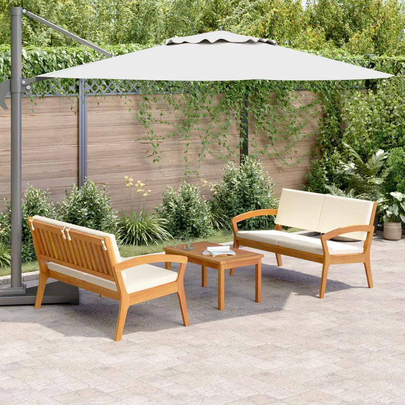 Conjunto bistro con cojín 3 pcs Marrón Poliéster