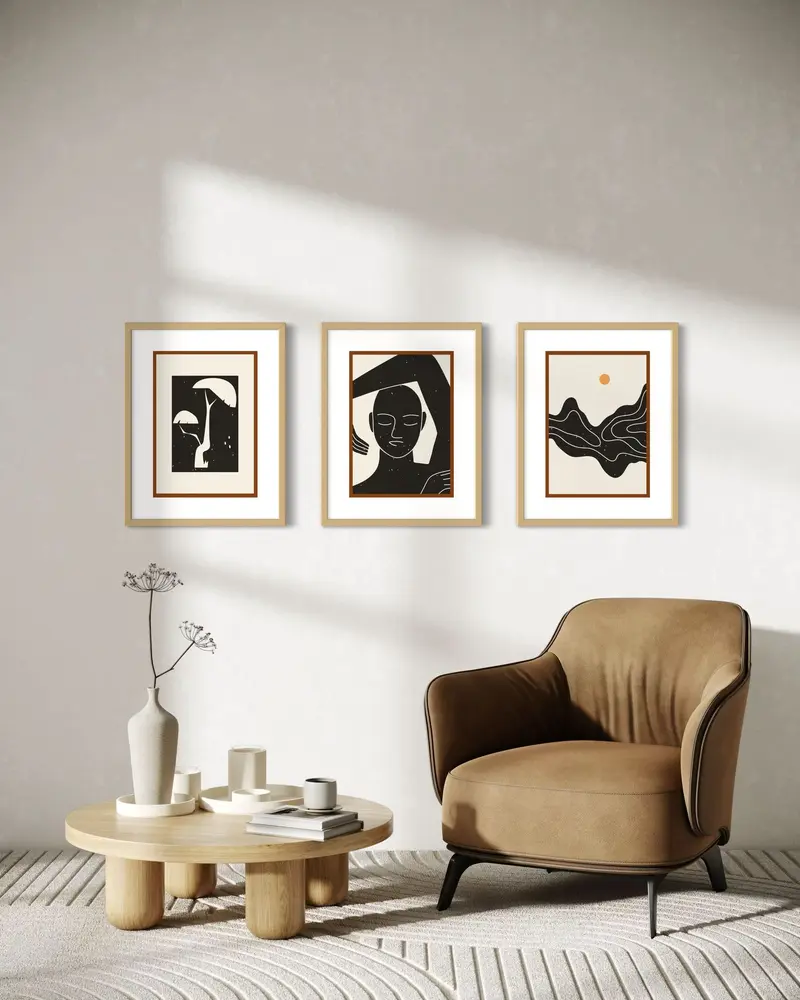 Conjunto de 3 Cuadros Decorativos Atardecer