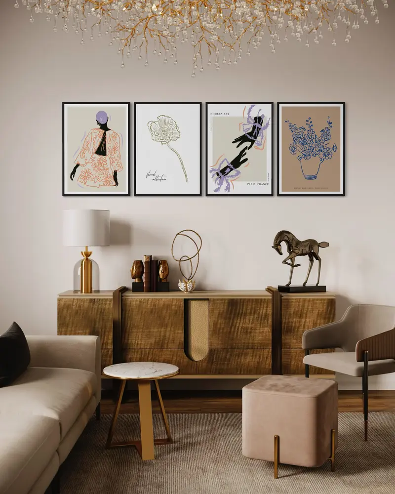 Conjunto de 3 Cuadros Decorativos Silhouette Délicatesse