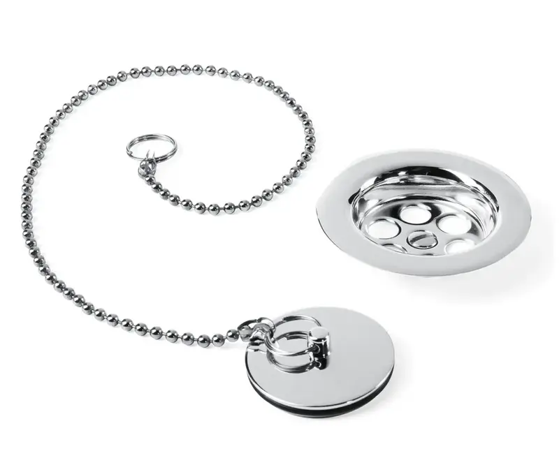 Conjunto de accesorios para baño o cocina con tapón y platillo acabado cromado TRES