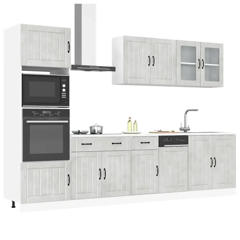 Conjunto de armarios de cocina "Lucca" de 7 piezas en madera de ingeniería gris hormigón