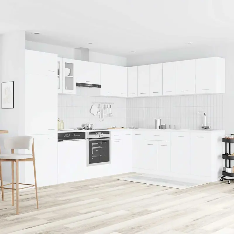 Conjunto de armarios de cocina "Lyon" de 14 piezas de madera de ingeniería blanca