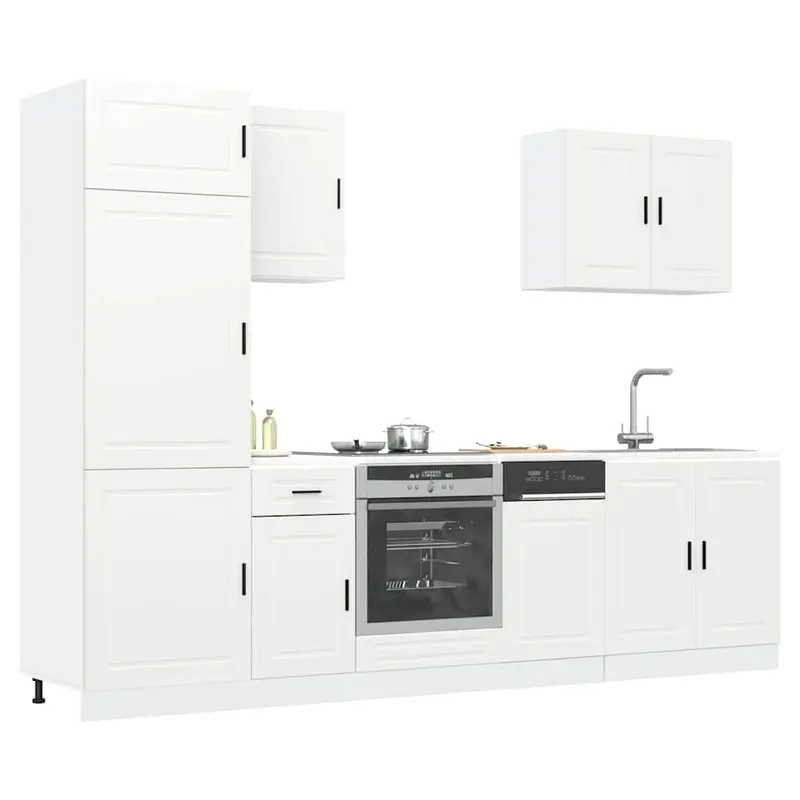 Conjunto de armarios de cocina "Porto" de 7 piezas de madera de ingeniería blanca