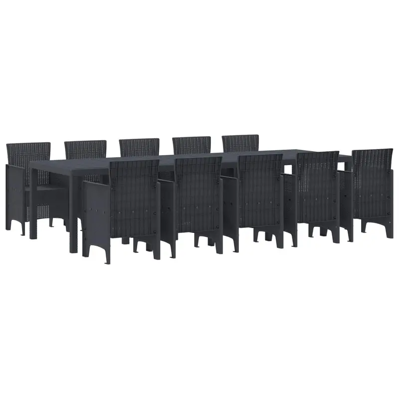 Conjunto de Comedor de Jardín 11 pcs Antracita Plástico