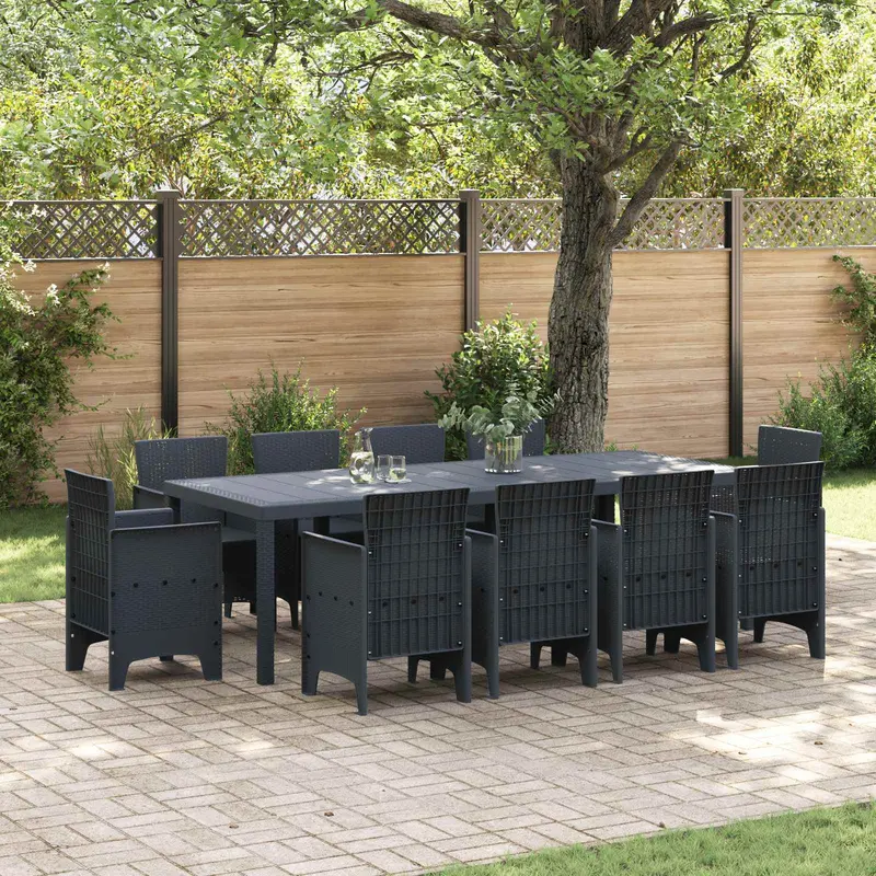 Conjunto de Comedor de Jardín 11 pcs Antracita Polipropileno
