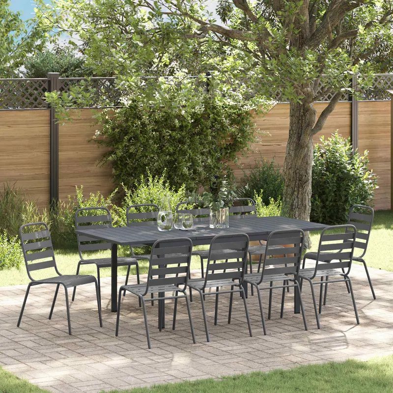 Conjunto de Comedor de Jardín 11 pcs Antracita