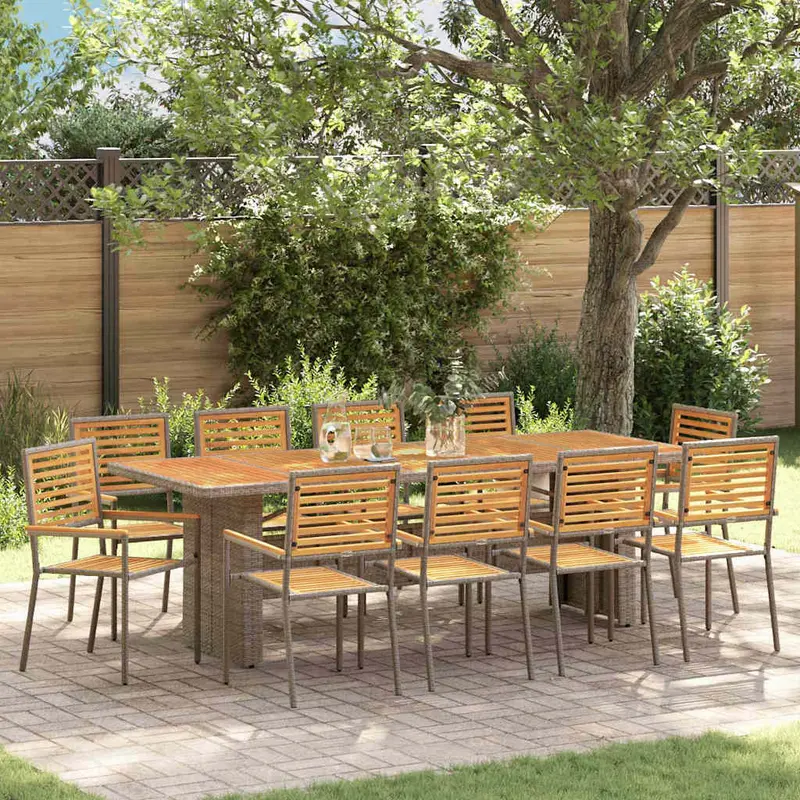 Conjunto de Comedor de Jardín 11 pcs Gris y marrón