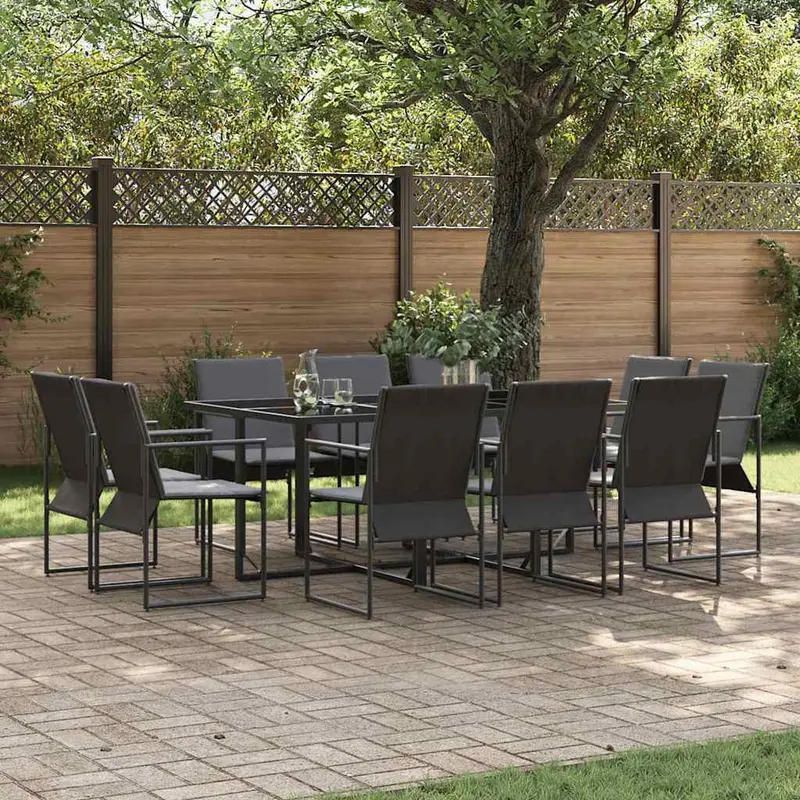 Conjunto de Comedor de Jardín 11 pcs Negro Acero