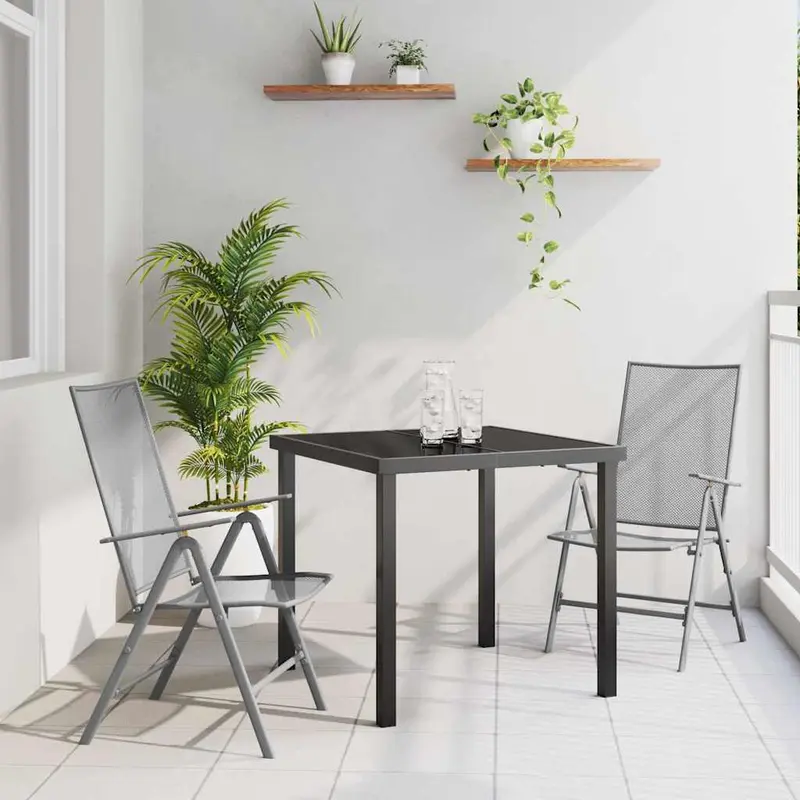 Conjunto de Comedor de Jardín 3 pcs Antracita