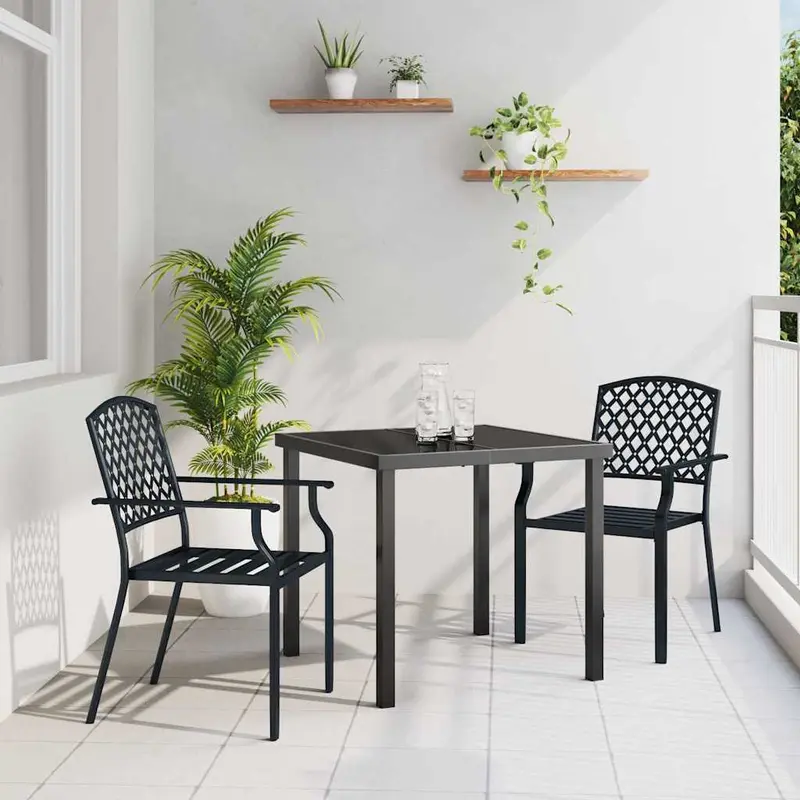 Conjunto de Comedor de Jardín 3 pcs Antracita