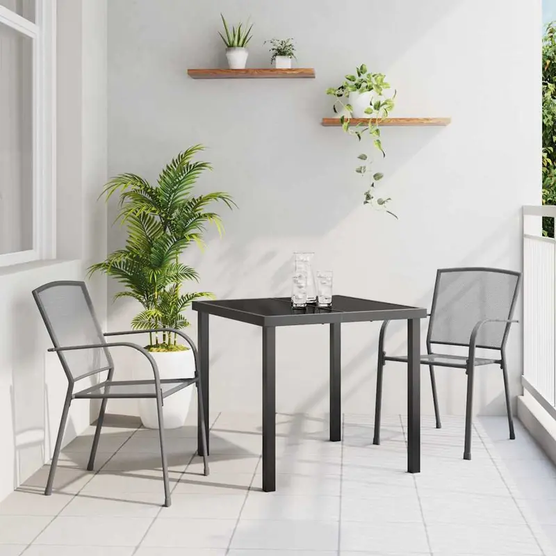 Conjunto de Comedor de Jardín 3 pcs Antracita