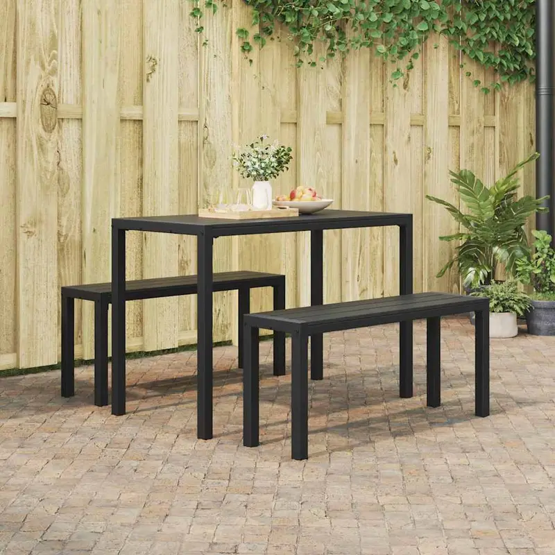 Conjunto de Comedor de Jardín 3 pcs Antracita Acero