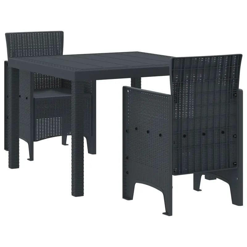 Conjunto de Comedor de Jardín 3 pcs Antracita Polipropileno