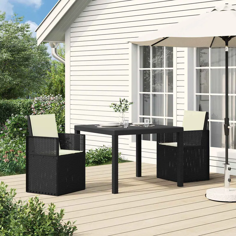 Conjunto de Comedor de Jardín 3 pcs Antracita y Crema PP