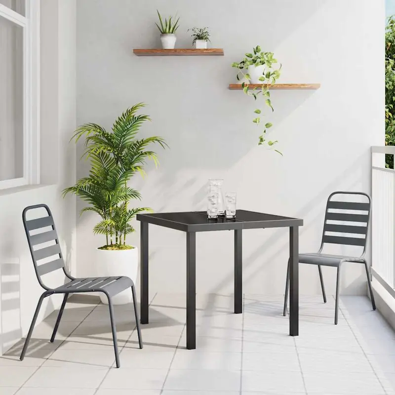 Conjunto de Comedor de Jardín 3 pcs Antracita