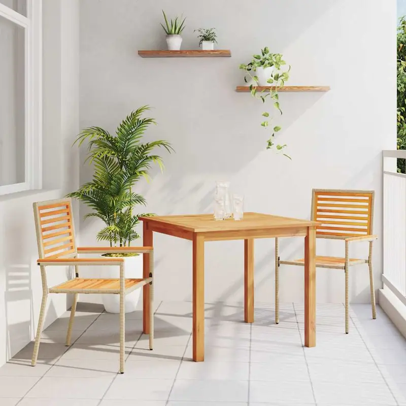 Conjunto de Comedor de Jardín 3 pcs Beige