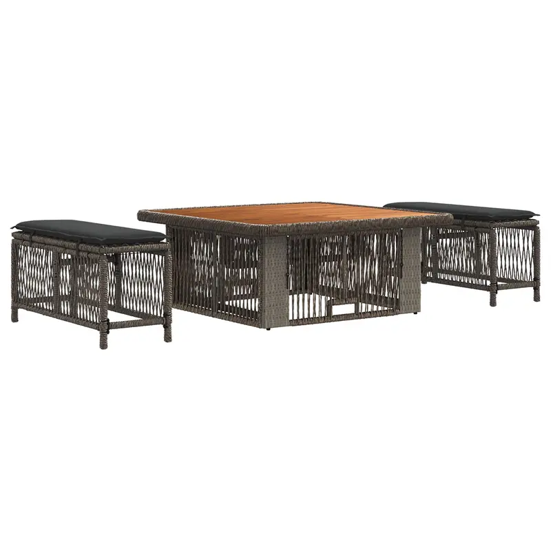 Conjunto de Comedor de Jardín 3 pcs Gris y Gris Oscuro
