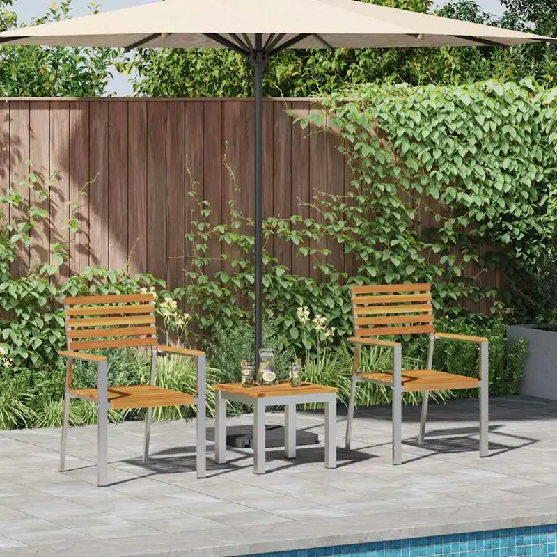Conjunto de Comedor de Jardín 3 pcs Madera de Acacia Sólida