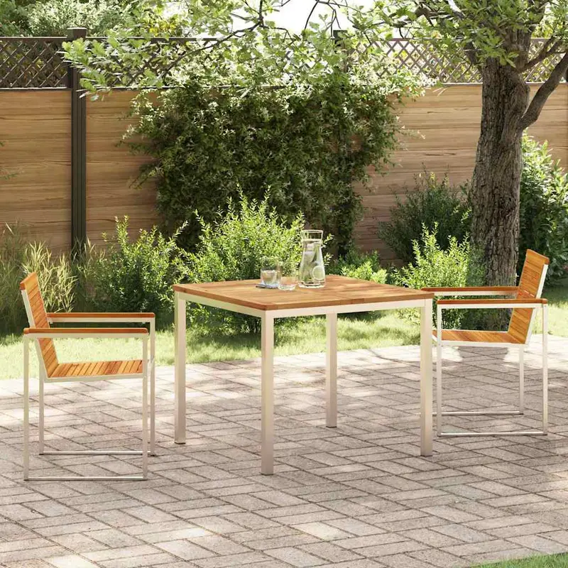 Conjunto de Comedor de Jardín 3 pcs Madera de Acacia Sólida