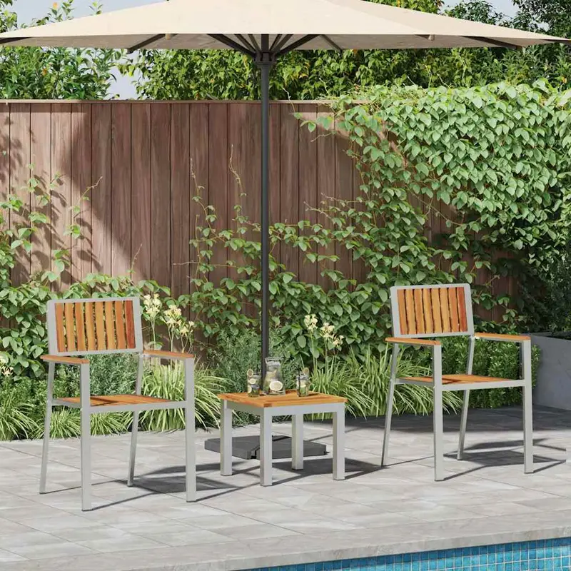 Conjunto de Comedor de Jardín 3 pcs Madera de Acacia Sólida