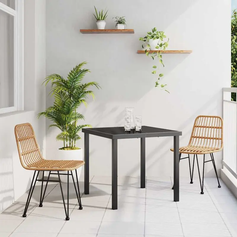 Conjunto de Comedor de Jardín 3 pcs Marrón