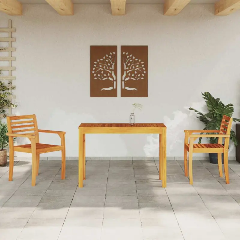Conjunto de Comedor de Jardín 3 pcs Marrón