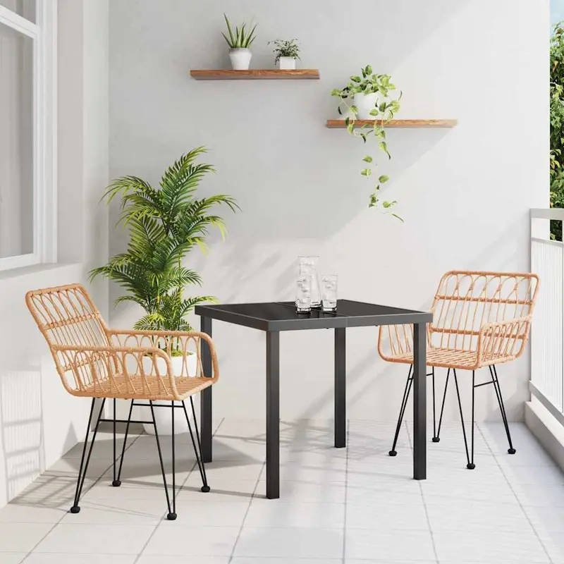 Conjunto de Comedor de Jardín 3 pcs Marrón