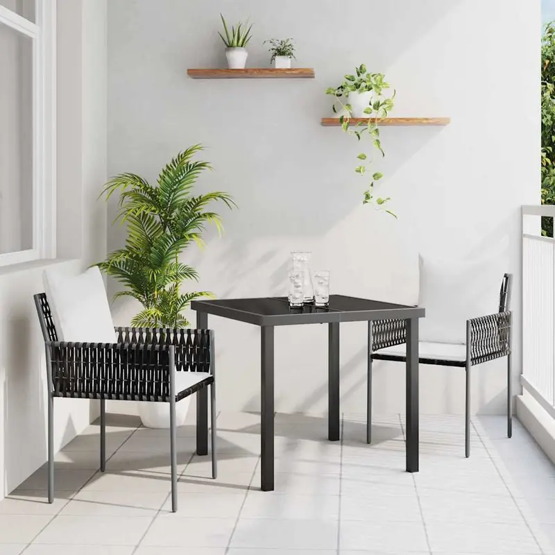 Conjunto de Comedor de Jardín 3 pcs Marrón y Negro