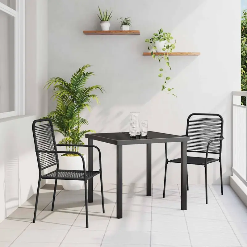 Conjunto de Comedor de Jardín 3 pcs Negro