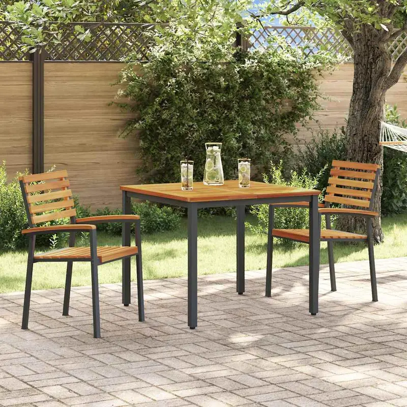 Conjunto de Comedor de Jardín 3 pcs Negro