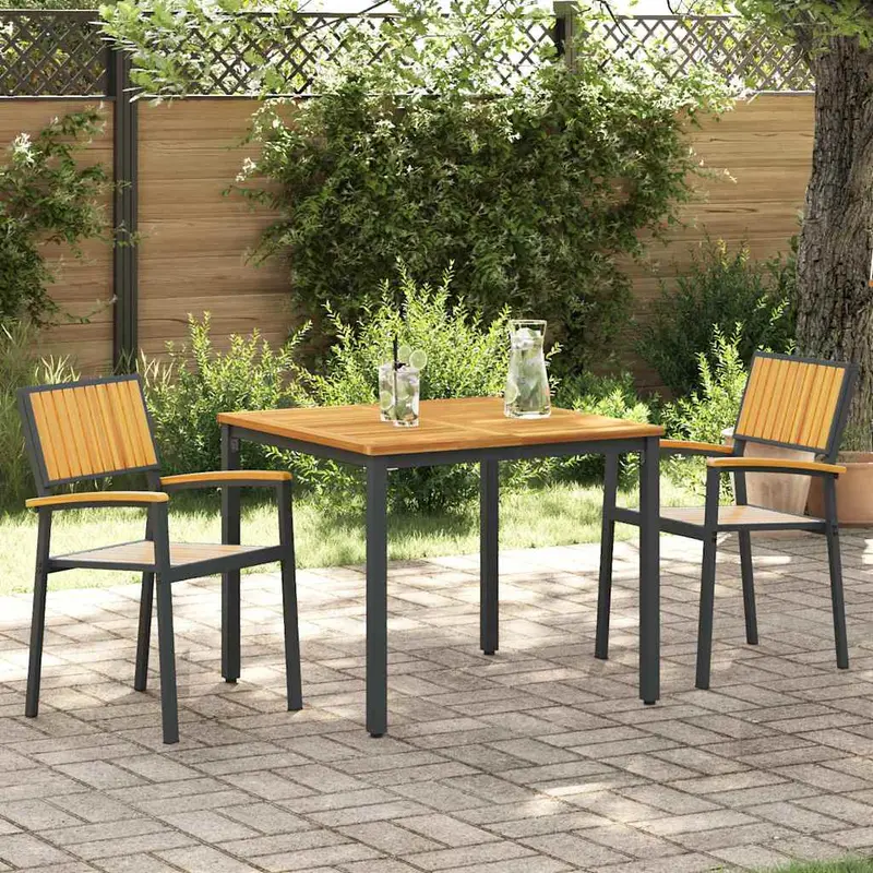 Conjunto de Comedor de Jardín 3 pcs Negro