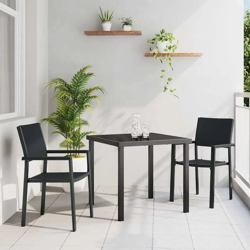Conjunto de Comedor de Jardín 3 pcs Negro