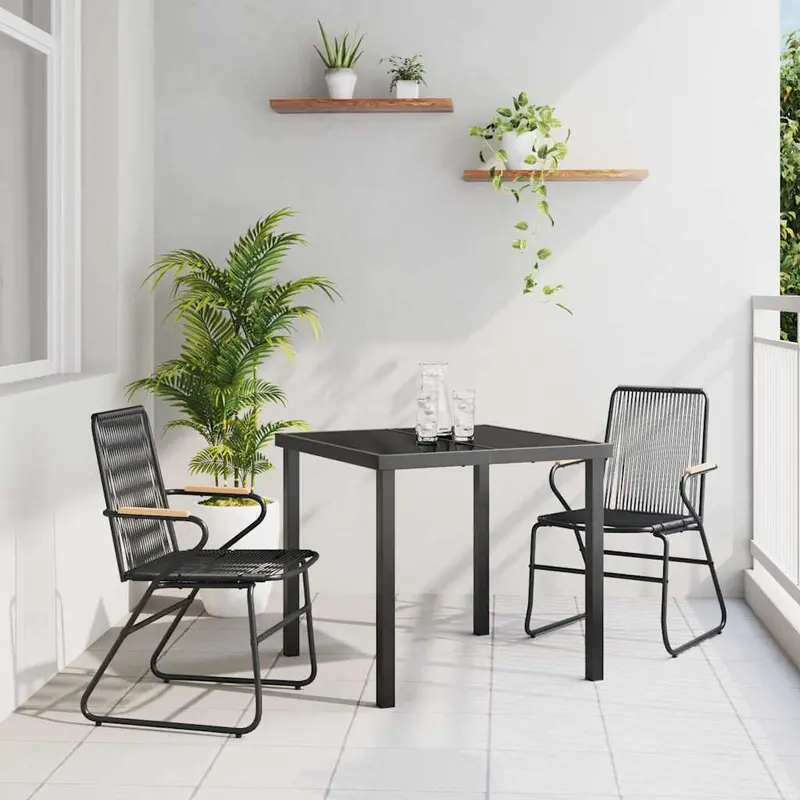 Conjunto de Comedor de Jardín 3 pcs Negro
