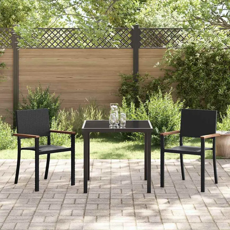 Conjunto de Comedor de Jardín 3 pcs Negro