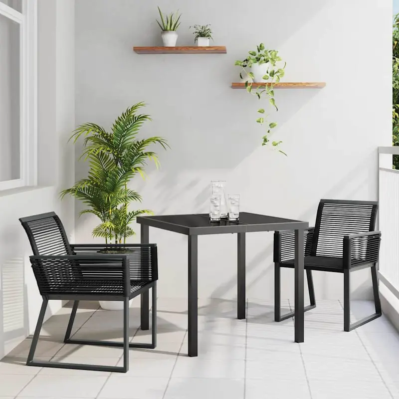 Conjunto de Comedor de Jardín 3 pcs Negro