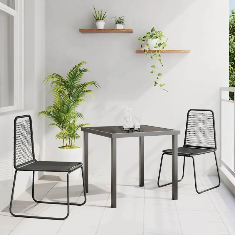 Conjunto de Comedor de Jardín 3 pcs Negro