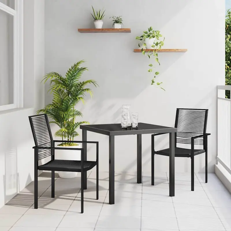 Conjunto de Comedor de Jardín 3 pcs Negro