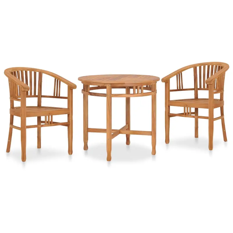 Conjunto de comedor de jardín 3 piezas madera maciza de teca