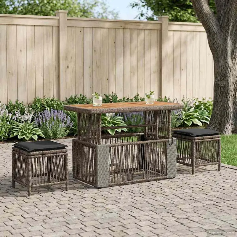 Conjunto de Comedor de Jardín 4 pcs Gris y Gris Oscuro