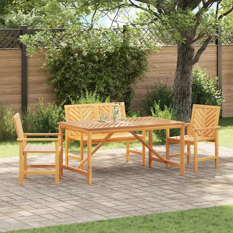Conjunto de Comedor de Jardín 4 pcs Marrón